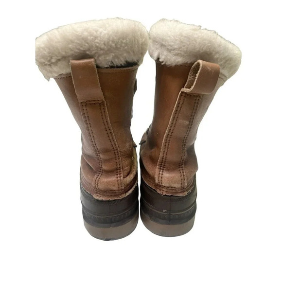 Sorel Winter Duck Boots Buffalo Men's Sz 8 Brown Leather Lace Up Shearling Lined - Picture 7 of 11